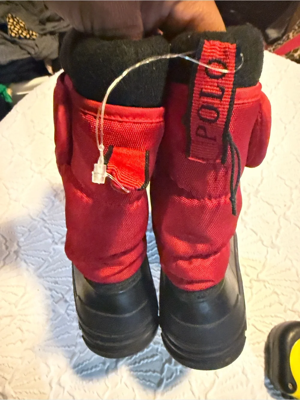 Polo by Ralph Lauren Kids Red Nylon and Black Rubber Snow Boots